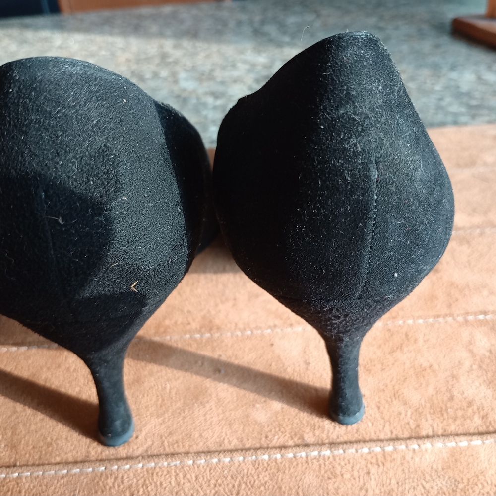 Liz Claiborne Black Kiltie Tie Suede High Heel Pumps(63)